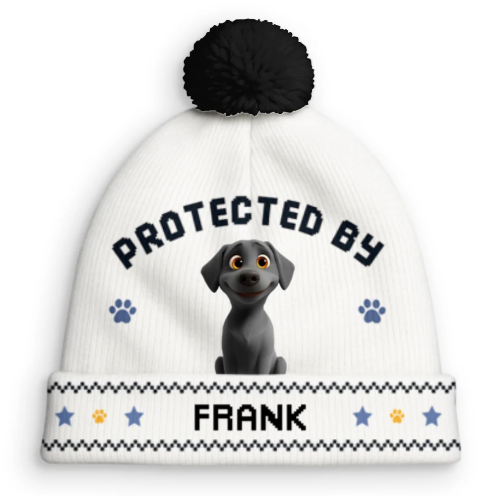 Protected By Lovely Dogs - Personalized Custom Bobble Beanie Hat - Image 8