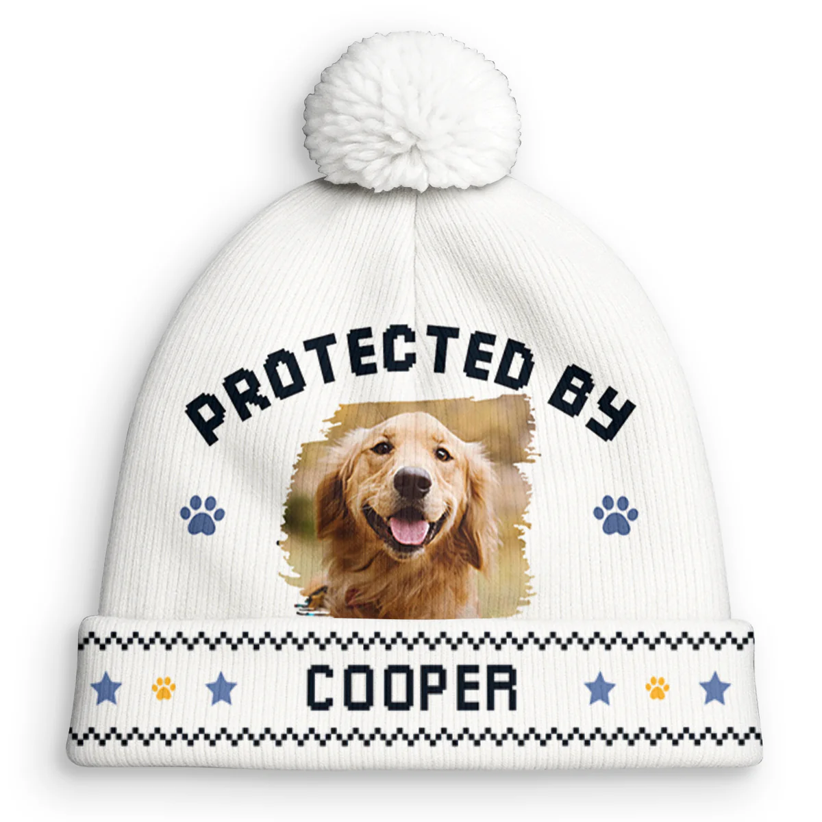 Protected By Lovely Dogs Photo - Personalized Custom Bobble Beanie Hat