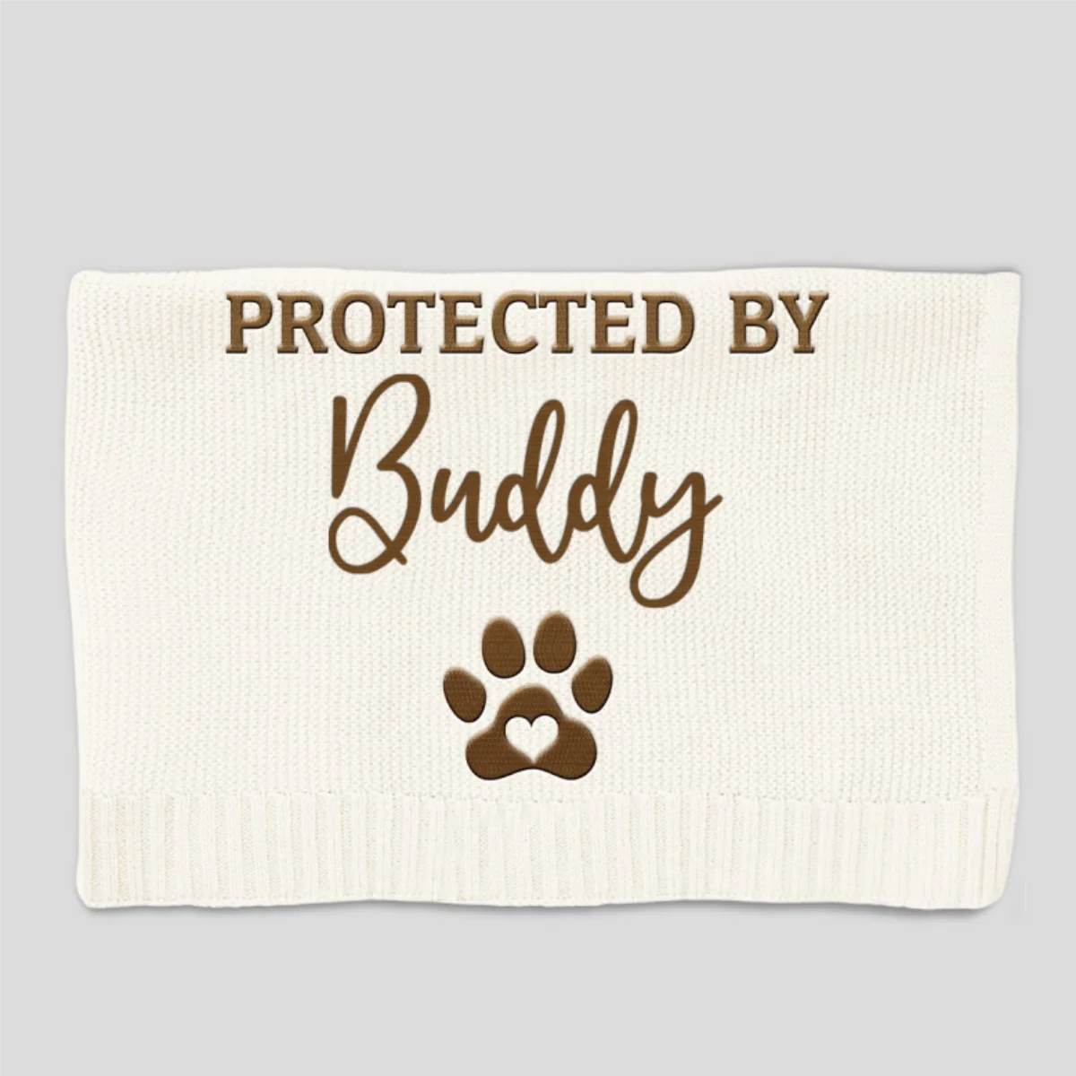 Protected By - Personalized Custom Embroidered Knitted Baby Blanket - Image 11