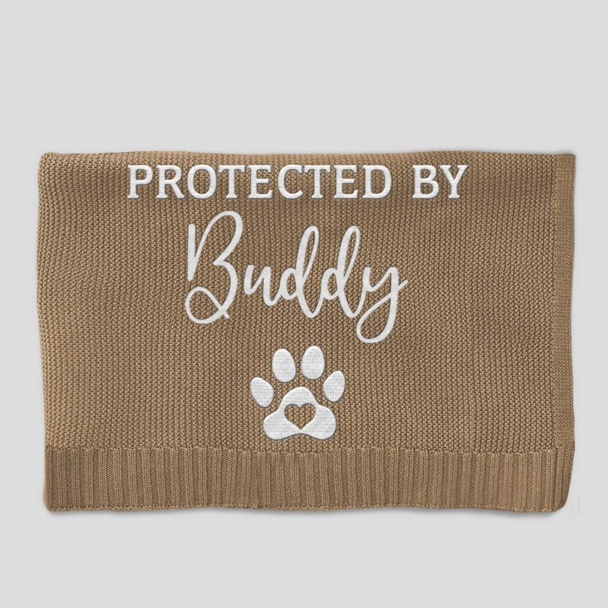 Protected By - Personalized Custom Embroidered Knitted Baby Blanket - Image 7