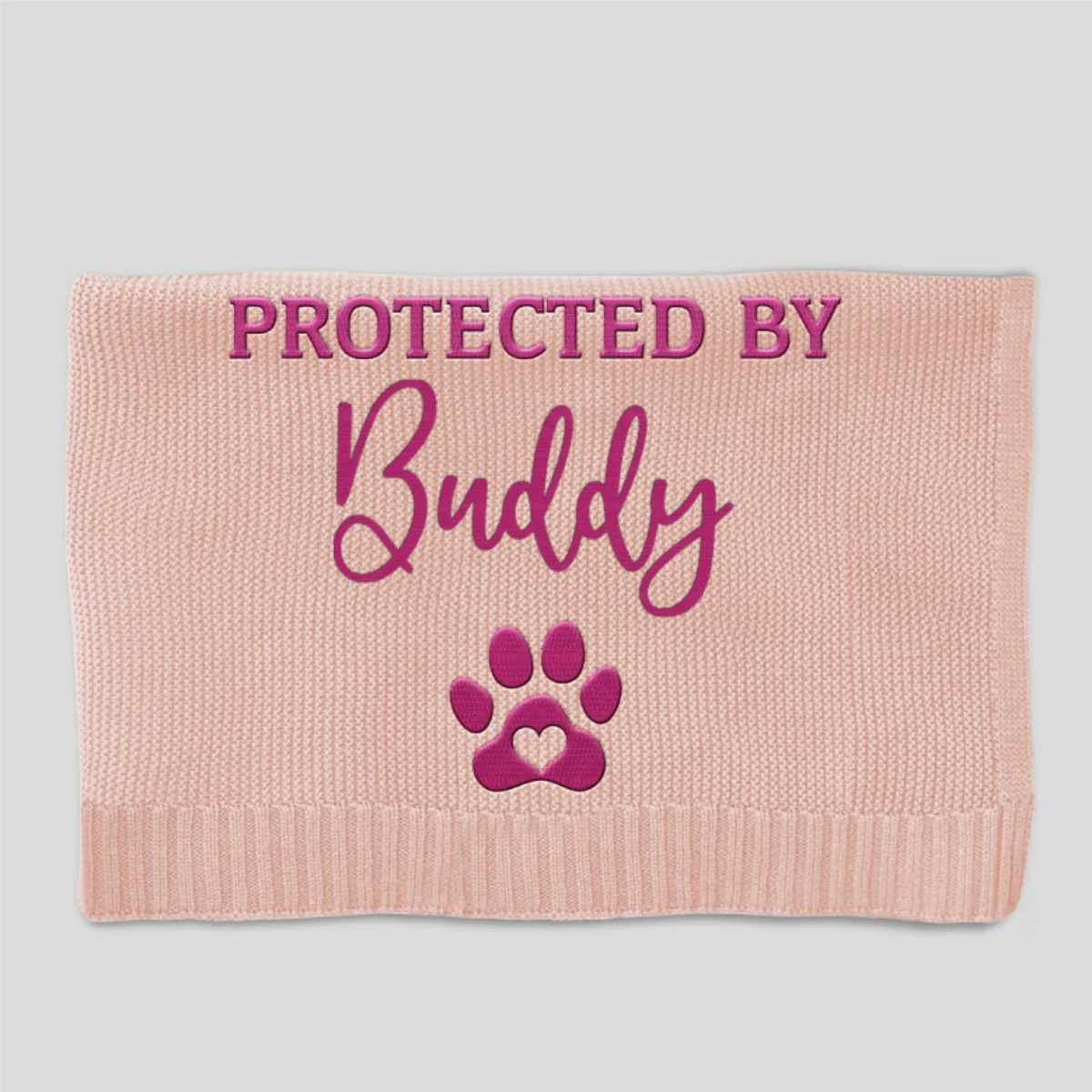 Protected By - Personalized Custom Embroidered Knitted Baby Blanket - Image 9