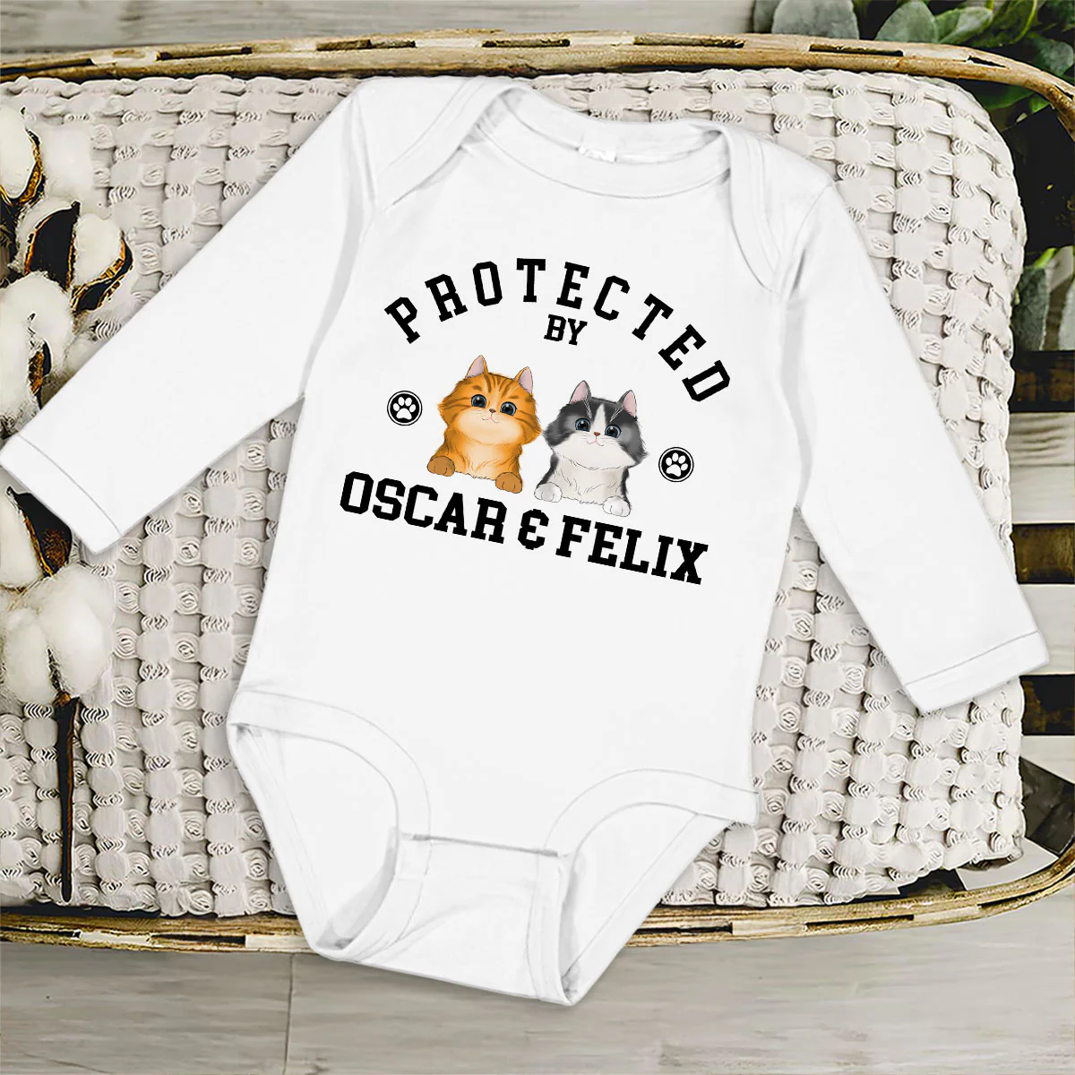Protected By - Personalized Custom Long Sleeve Baby Onesie - Image 3
