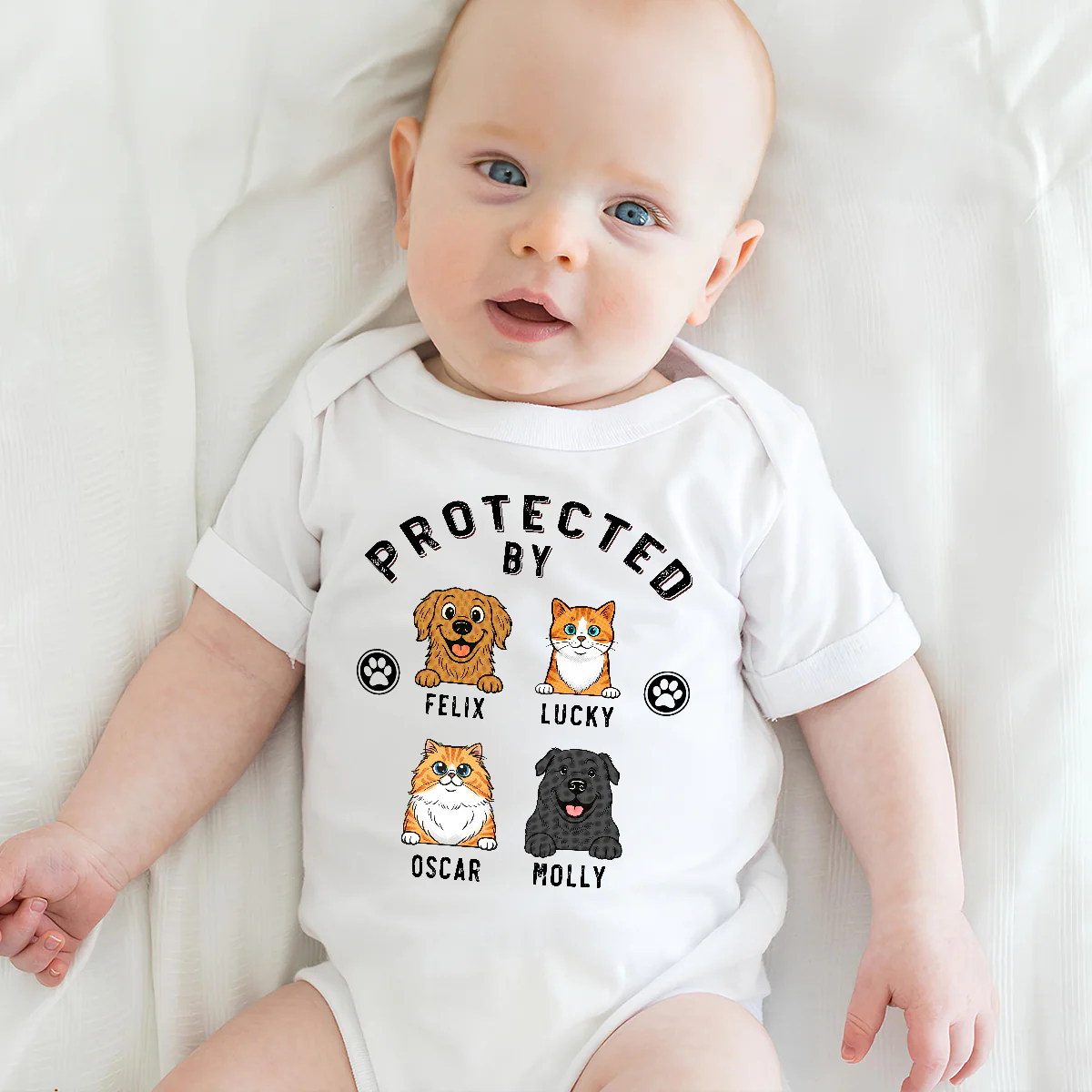 Protected By Pet Retro - Personalized Custom Baby Onesie - Image 5