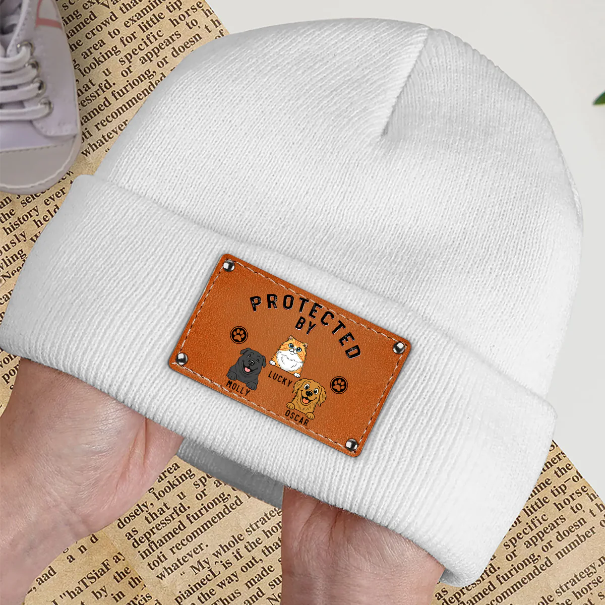 Protected By Pet Retro - Personalized Custom Beanie - Image 3