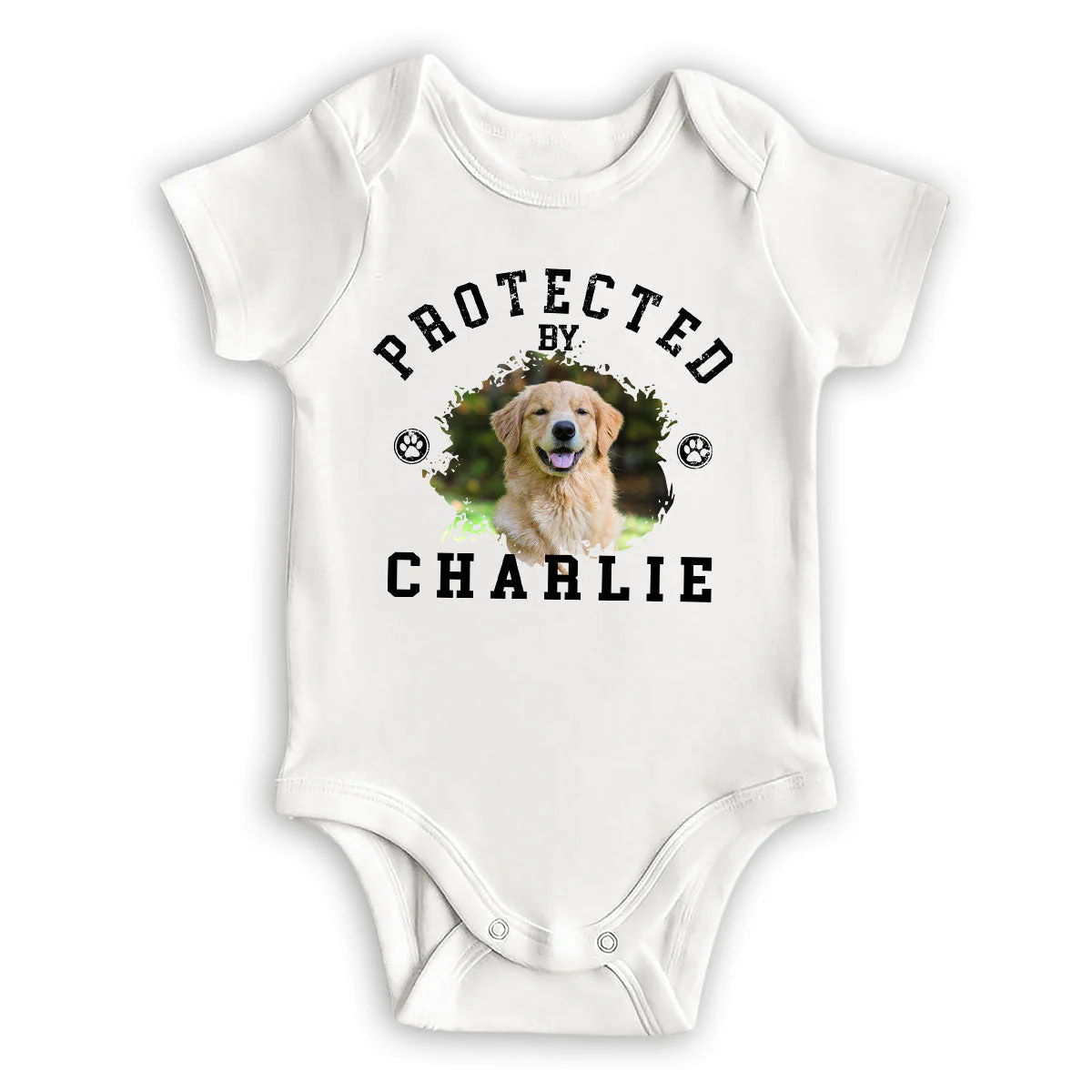 Protected By Pets Photo - Personalized Custom Baby Onesie