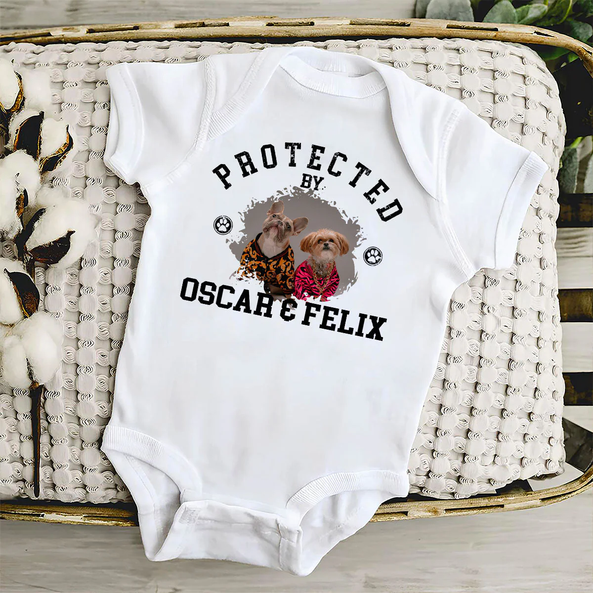 Protected By Pets Photo - Personalized Custom Baby Onesie - Image 3