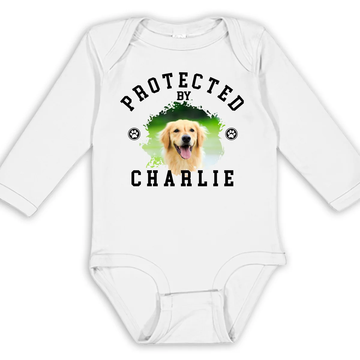 Protected By Photo - Personalized Custom Long Sleeve Baby Onesie - Image 6
