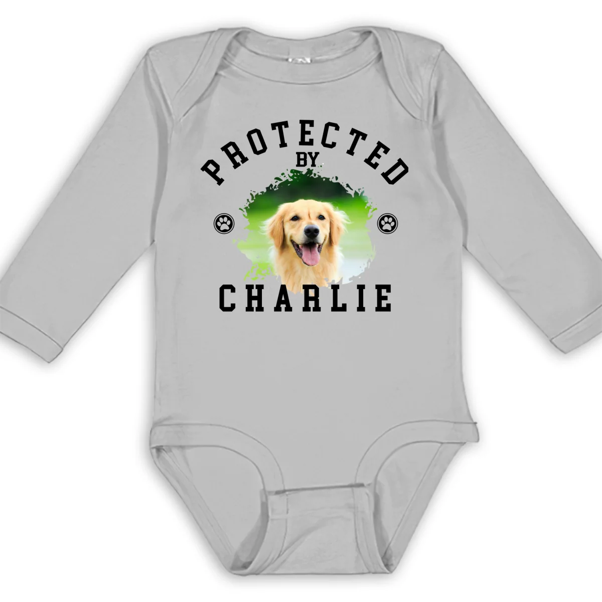 Protected By Photo - Personalized Custom Long Sleeve Baby Onesie - Image 7