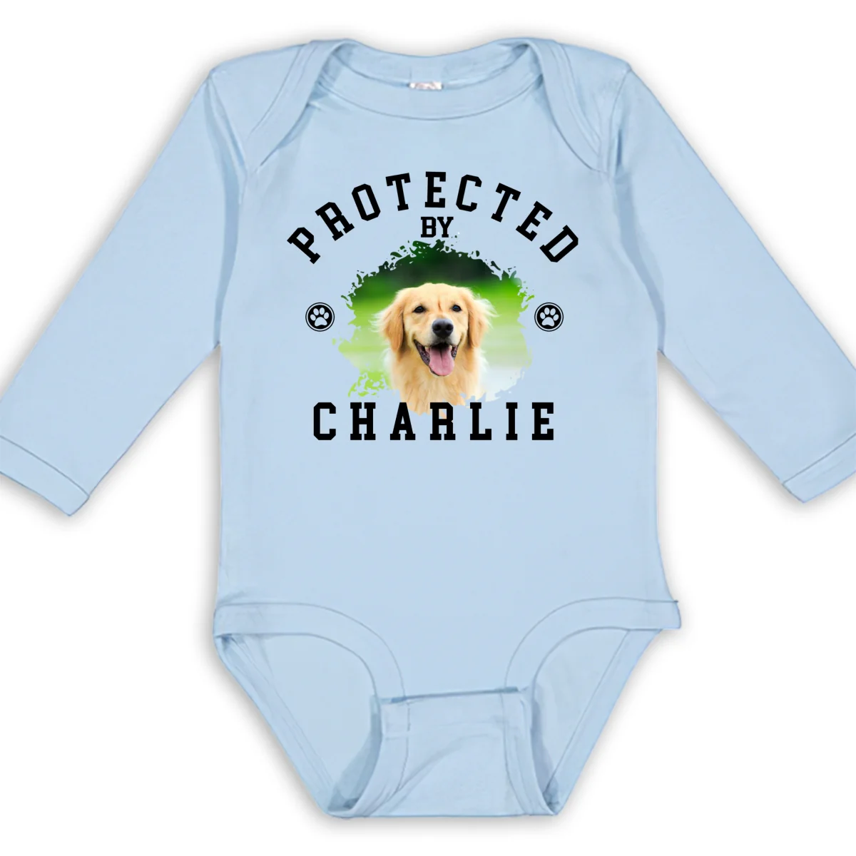 Protected By Photo - Personalized Custom Long Sleeve Baby Onesie - Image 8
