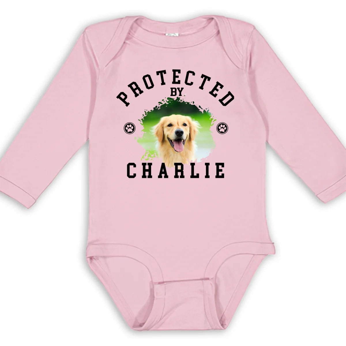 Protected By Photo - Personalized Custom Long Sleeve Baby Onesie - Image 9
