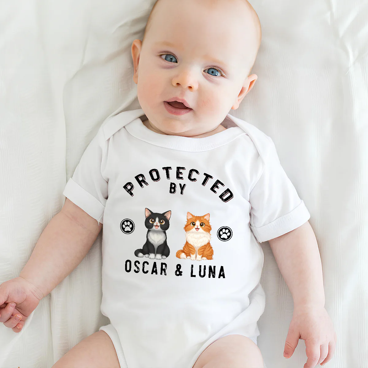 Protected By Storybook Cat - Personalized Custom Baby Onesie - Image 4