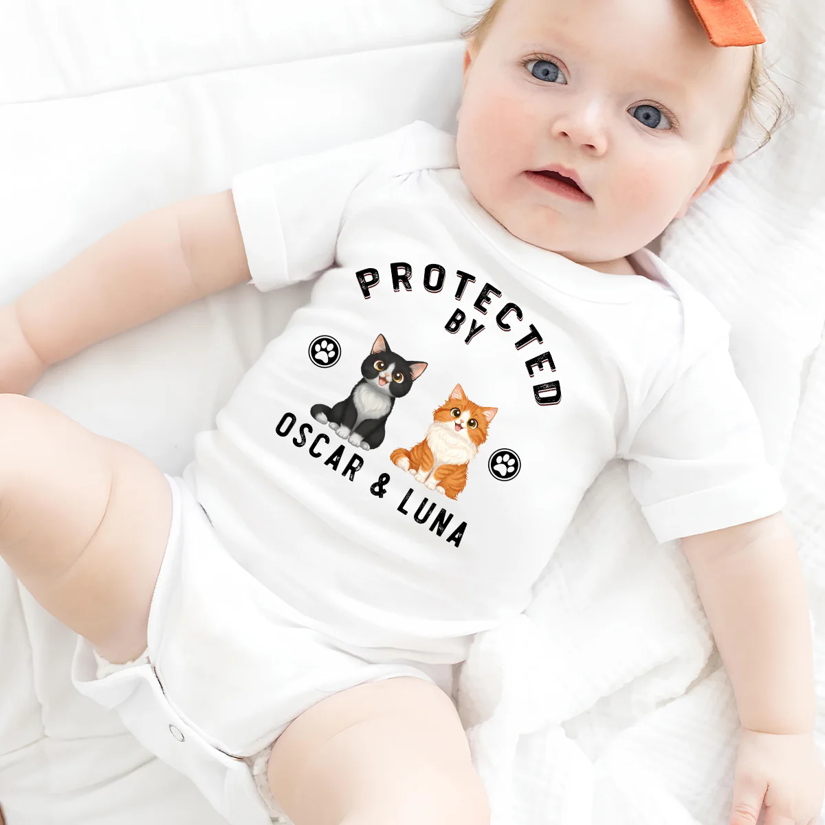 Protected By Storybook Cat - Personalized Custom Baby Onesie - Image 5