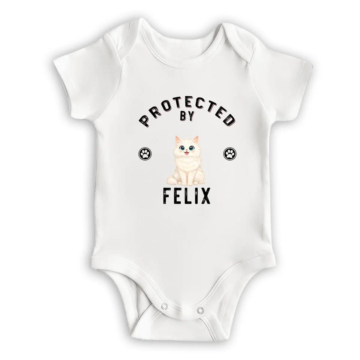 Protected By Storybook Cat - Personalized Custom Baby Onesie - Image 6
