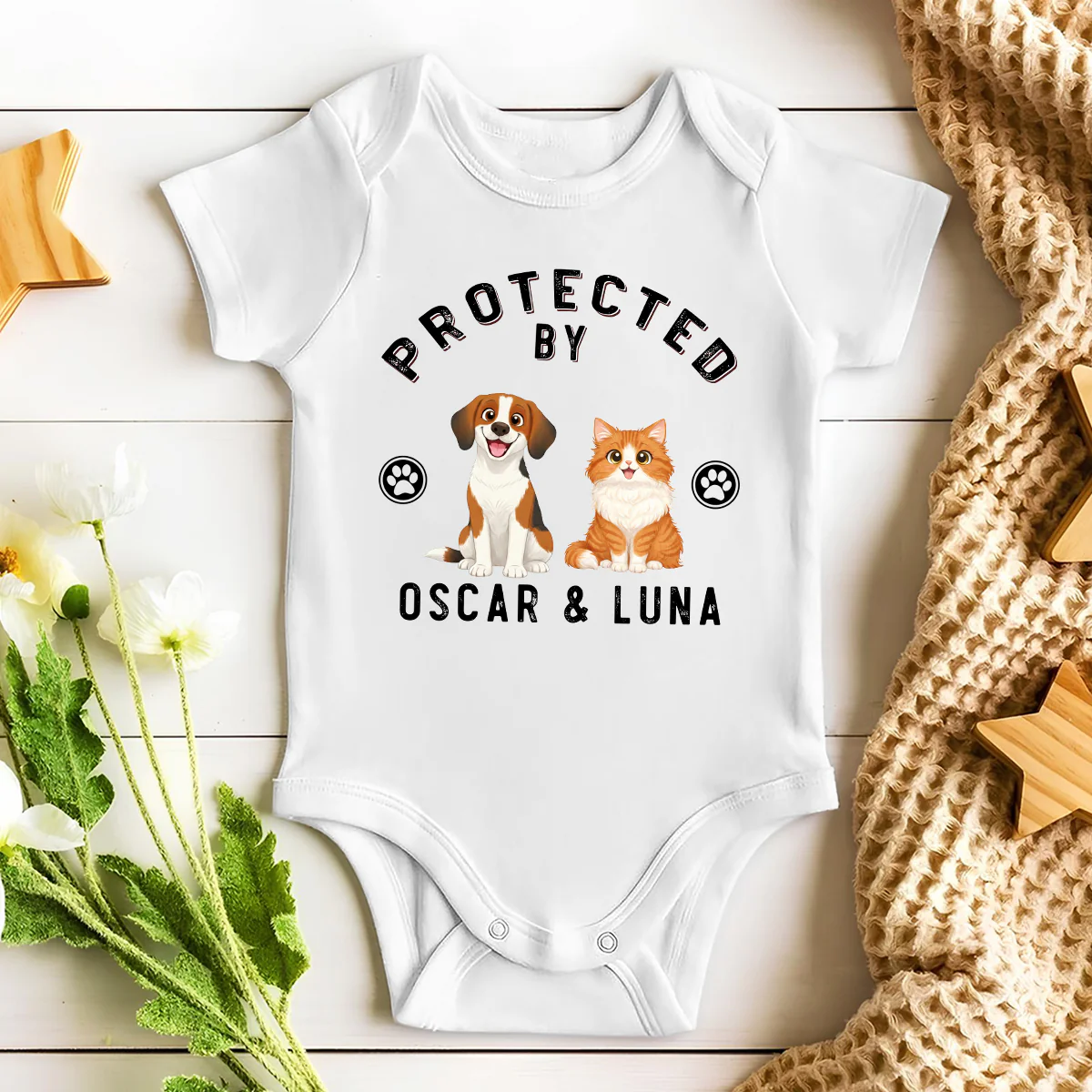 Protected By Storybook Pet - Personalized Custom Baby Onesie - Image 2