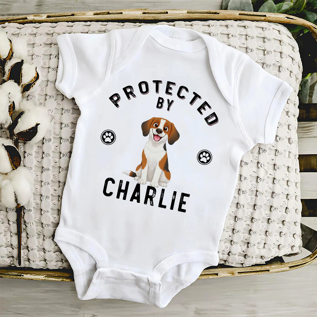 Protected By Storybook Pet - Personalized Custom Baby Onesie - Image 3