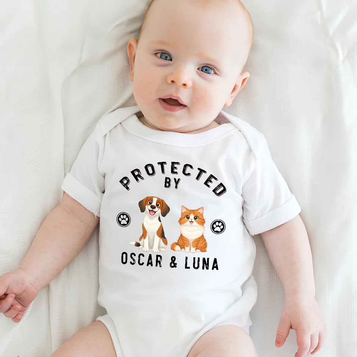 Protected By Storybook Pet - Personalized Custom Baby Onesie - Image 4