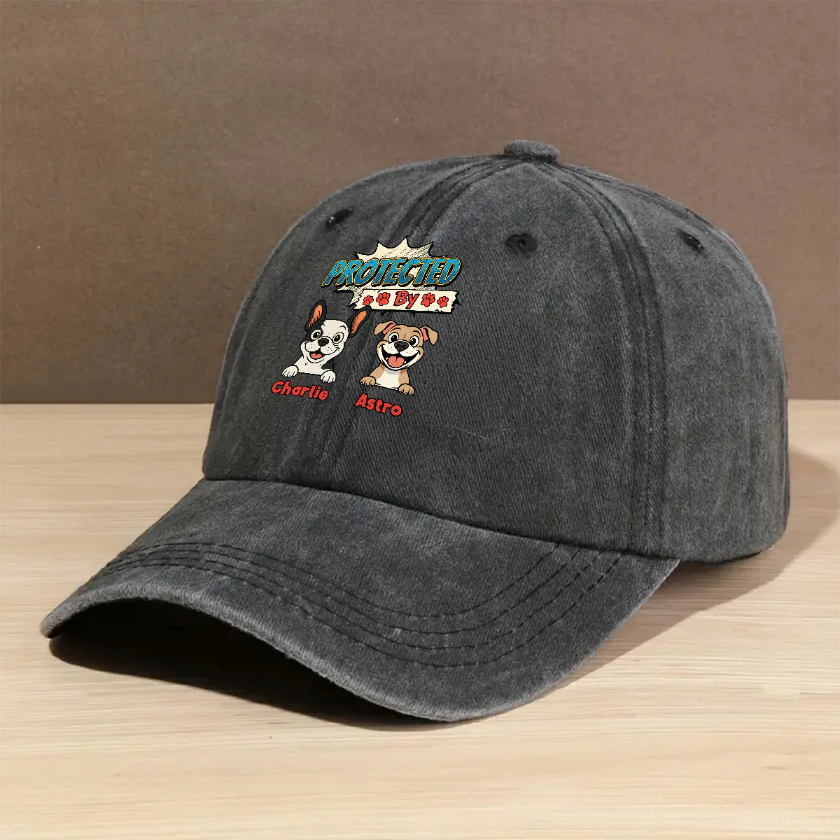 Protected Retro - Personalized Custom Vintage Washed Denim Cap - Image 2