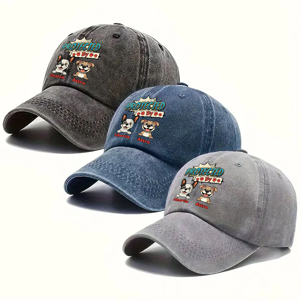 Protected Retro - Personalized Custom Vintage Washed Denim Cap - Image 4