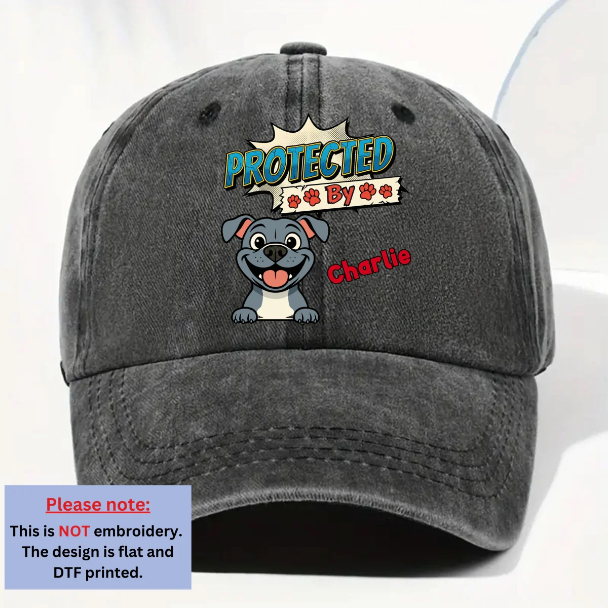 Protected Retro - Personalized Custom Vintage Washed Denim Cap - Image 6