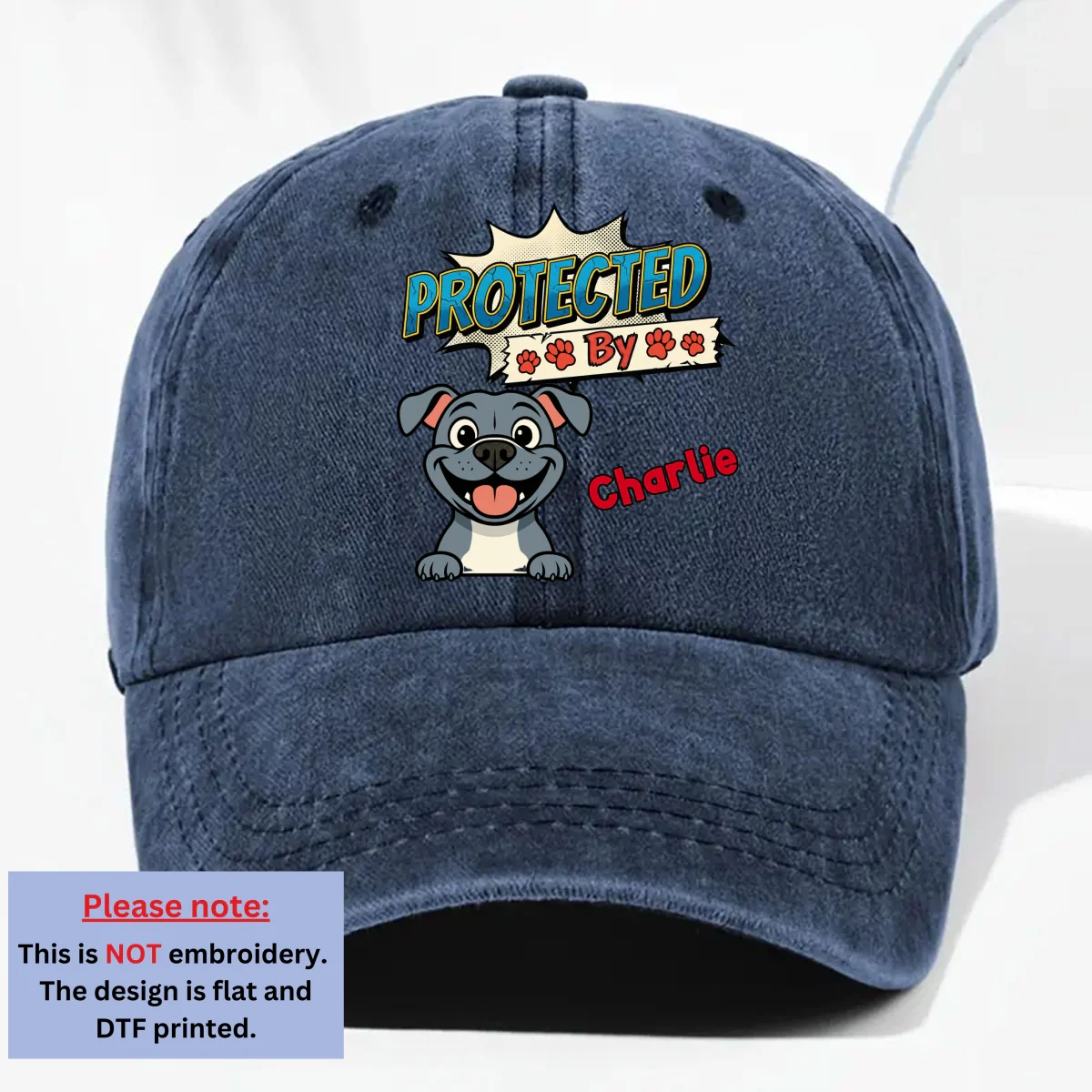 Protected Retro - Personalized Custom Vintage Washed Denim Cap - Image 8