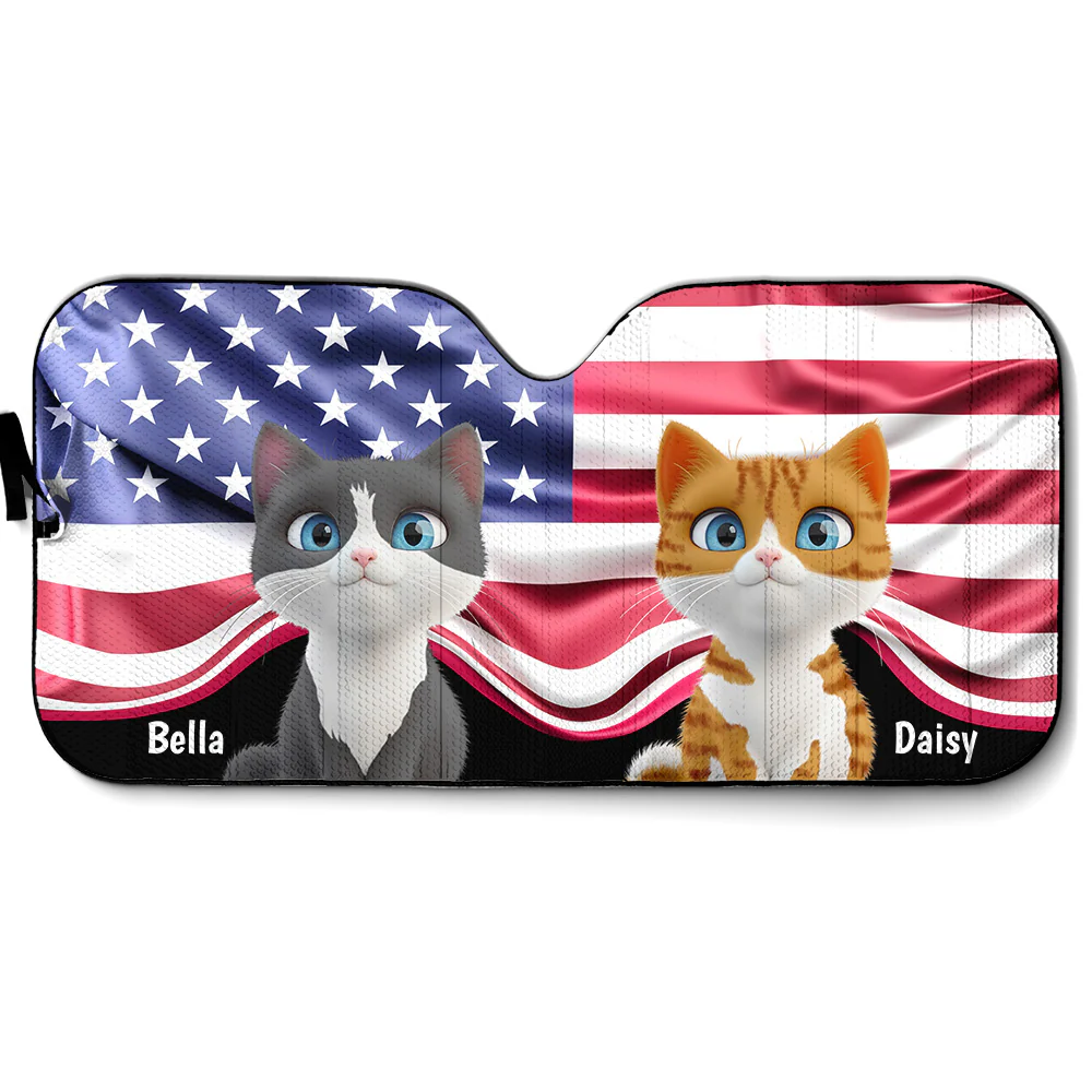 Proud American Cats - Personalized Custom Car Sunshade