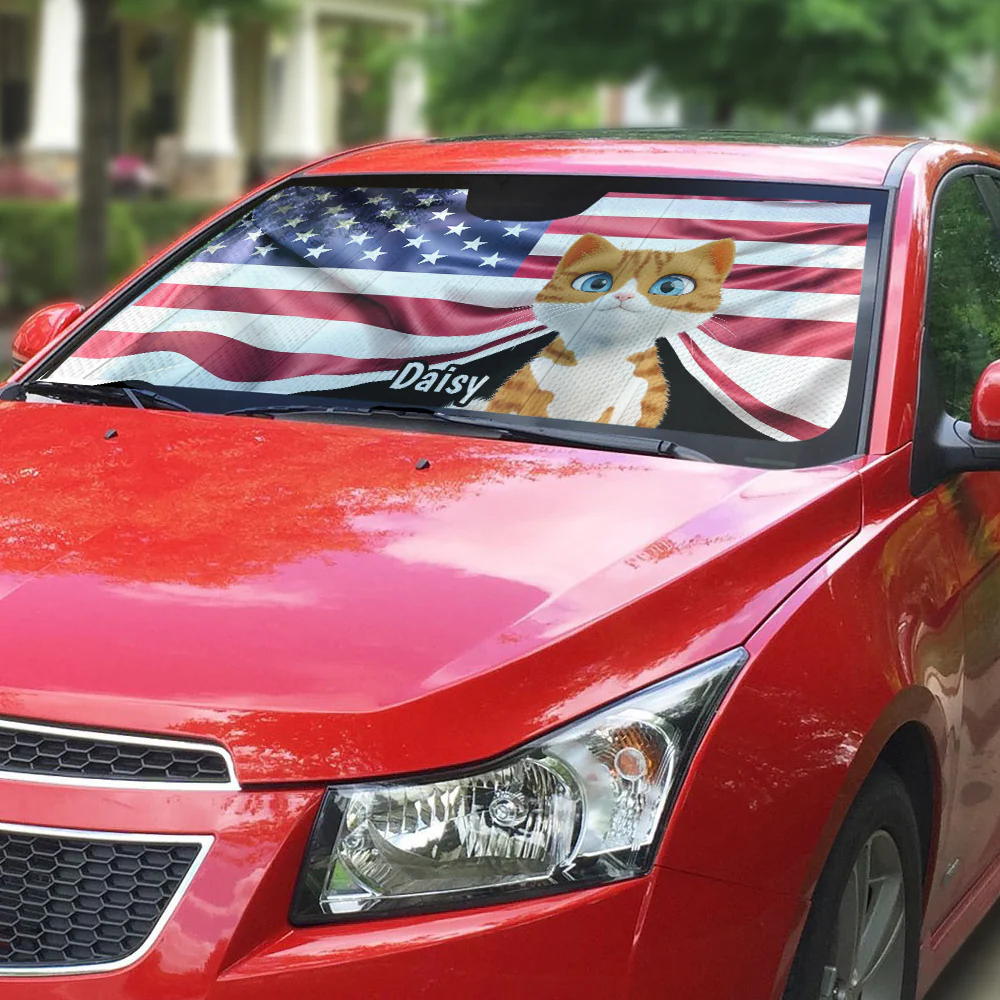 Proud American Cats - Personalized Custom Car Sunshade - Image 3
