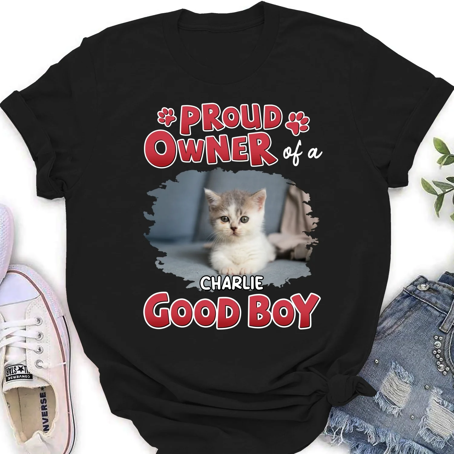 Proud Owner Of Good Cats Photo - Personalized Custom Women's T-shirt - Image 4