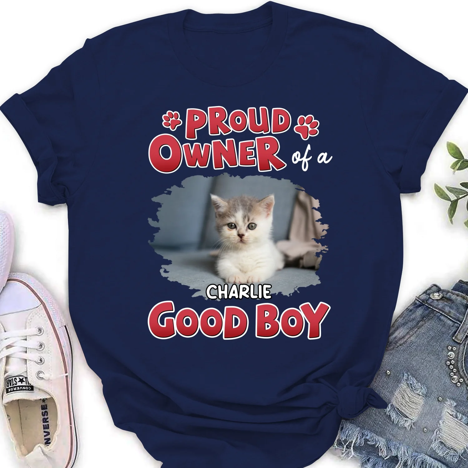 Proud Owner Of Good Cats Photo - Personalized Custom Women's T-shirt - Image 5
