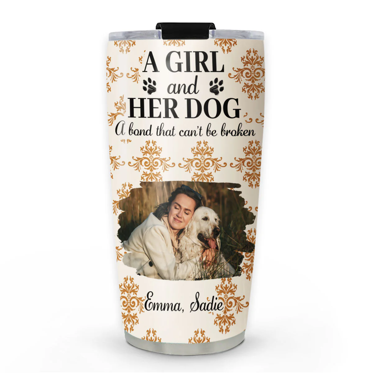 Pumskin A Girl And Her Dog Photo - Personalized Custom Tumbler