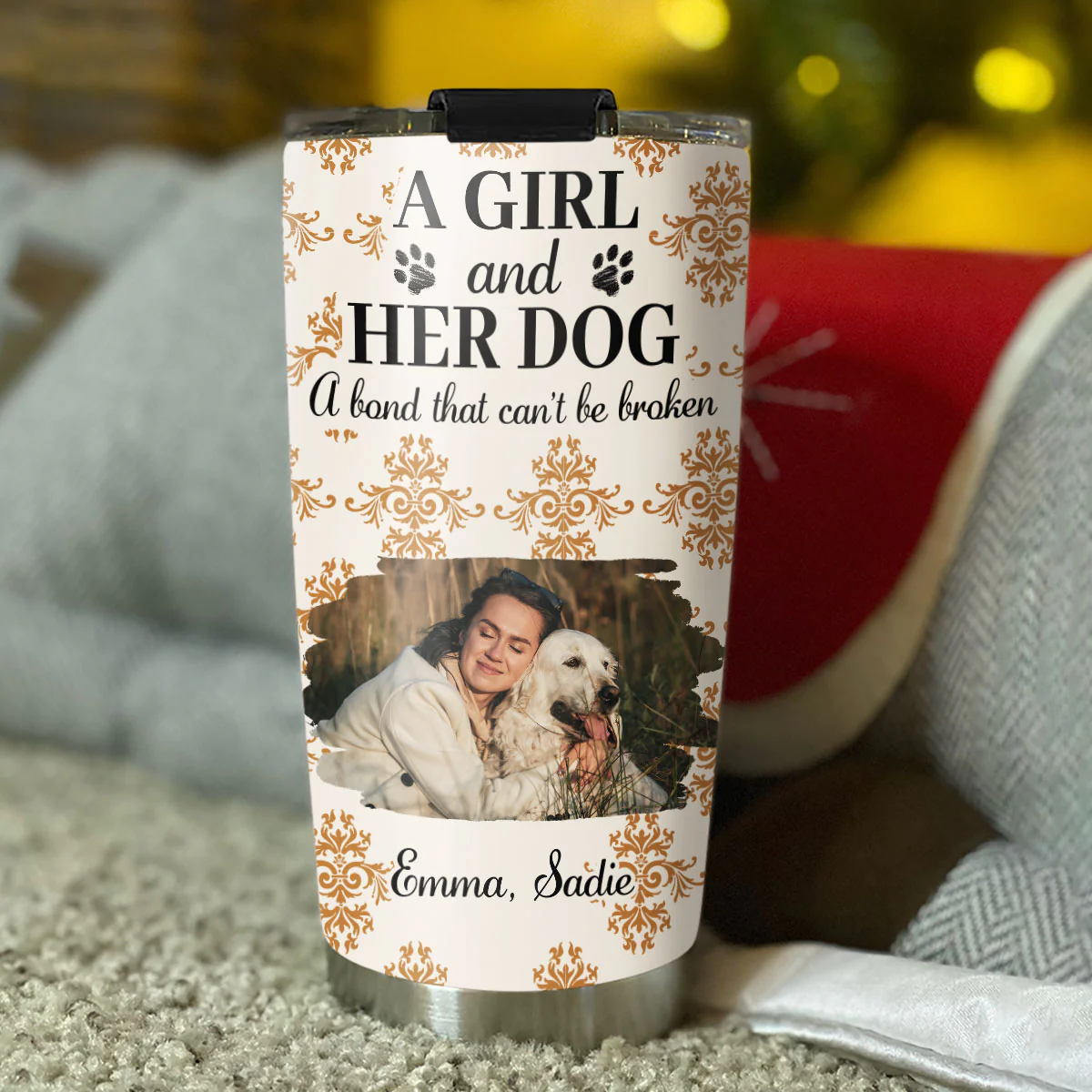 Pumskin A Girl And Her Dog Photo - Personalized Custom Tumbler - Image 5