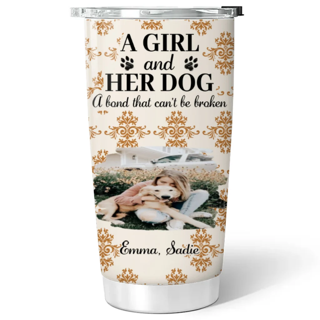 Pumskin A Girl And Her Dog Photo - Personalized Custom Tumbler - Image 6