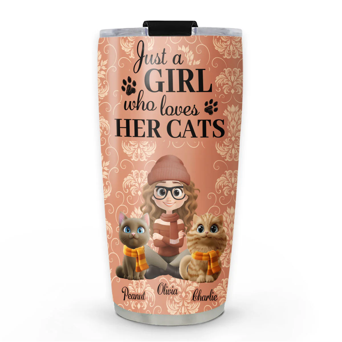 Pumskin Cat And Girl - Personalized Custom Tumbler