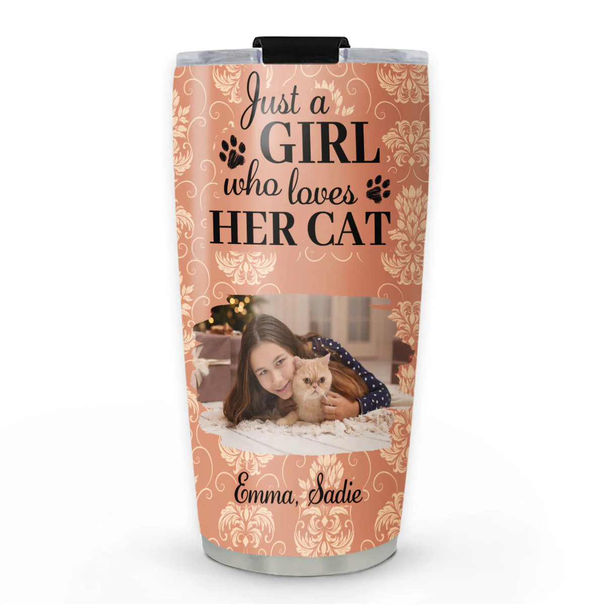 Pumskin Cat And Girl Photo - Personalized Custom Tumbler
