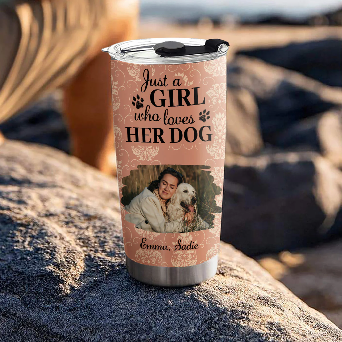Pumskin Dog And Girl Photo - Personalized Custom Tumbler - Image 4