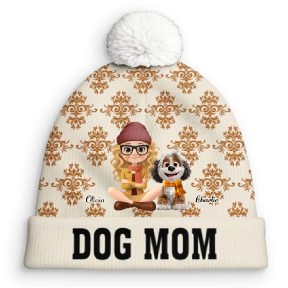 Pumskin Dog Autumn - Personalized Custom Bobble Beanie Hat - Image 9