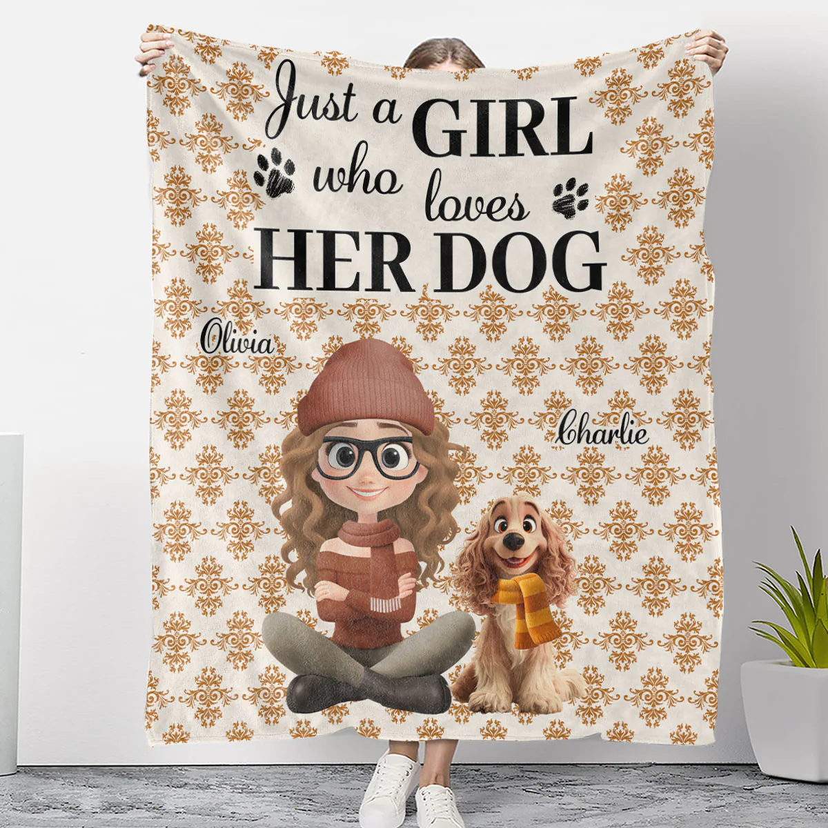 Pumskin Dog Autumn - Personalized Custom Fleece Blanket