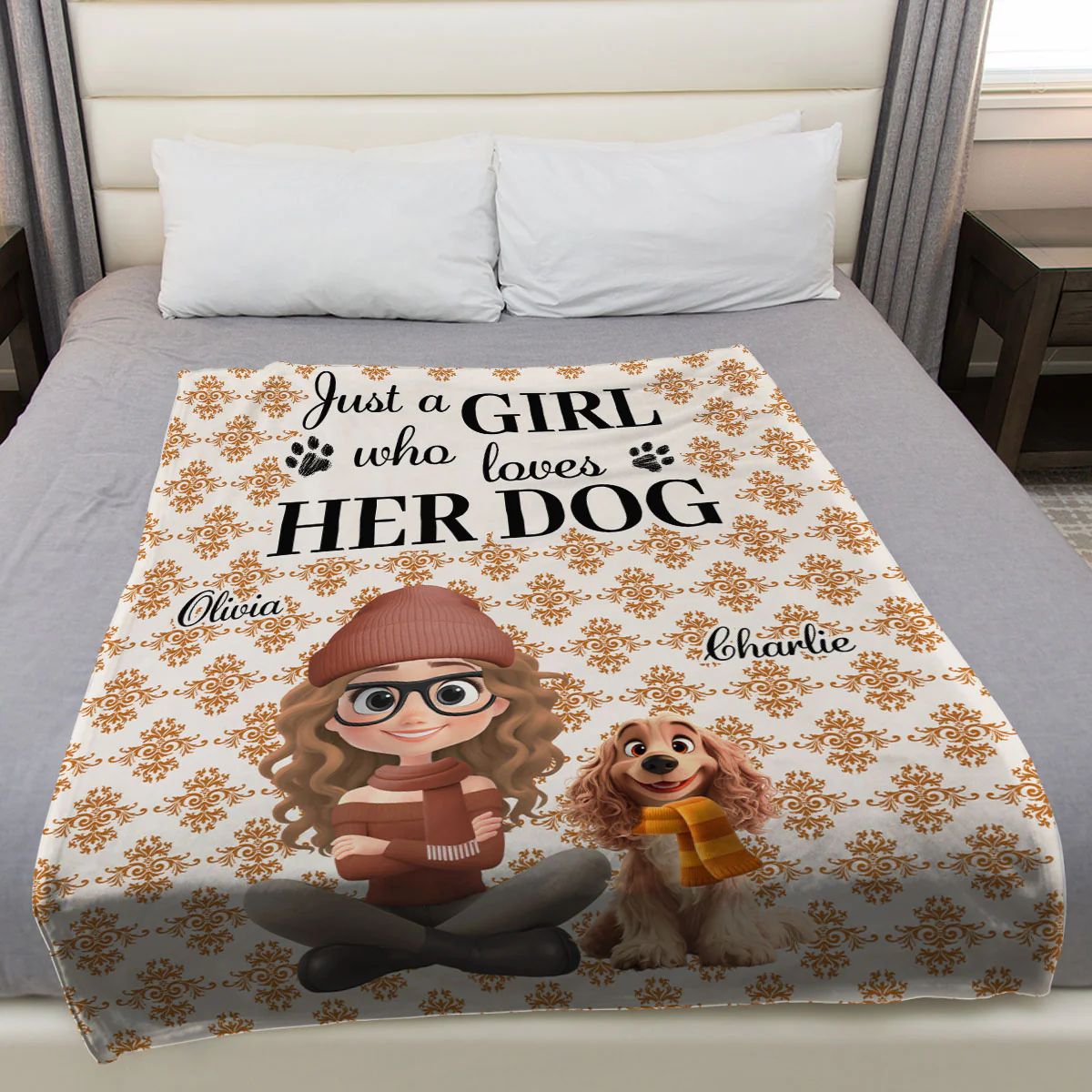 Pumskin Dog Autumn - Personalized Custom Fleece Blanket - Image 2