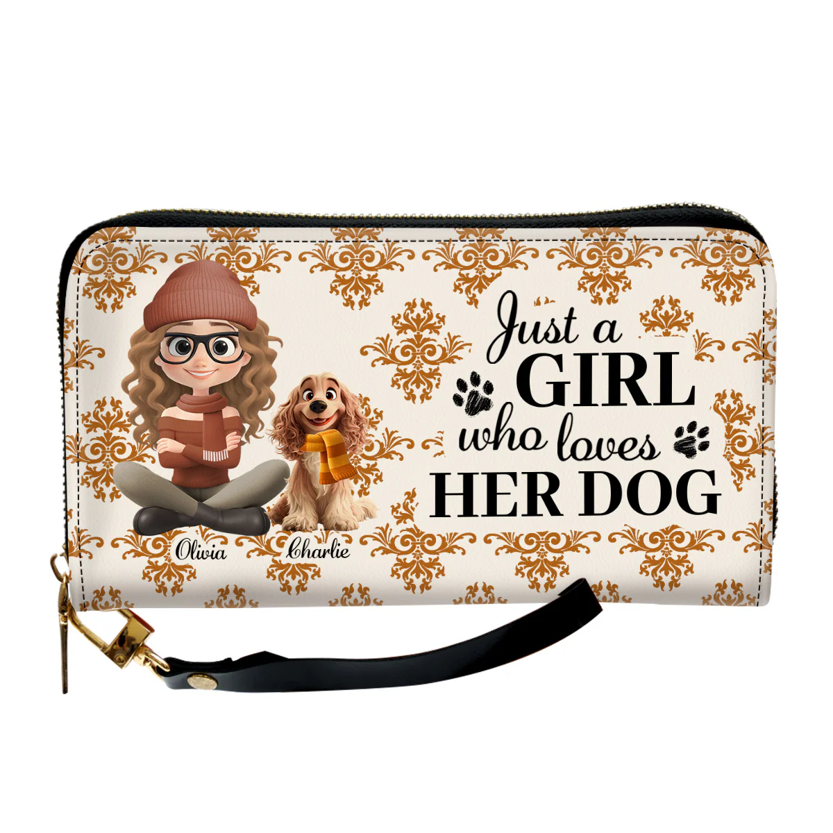 Pumskin Dog Autumn - Personalized Custom Leather Wallet