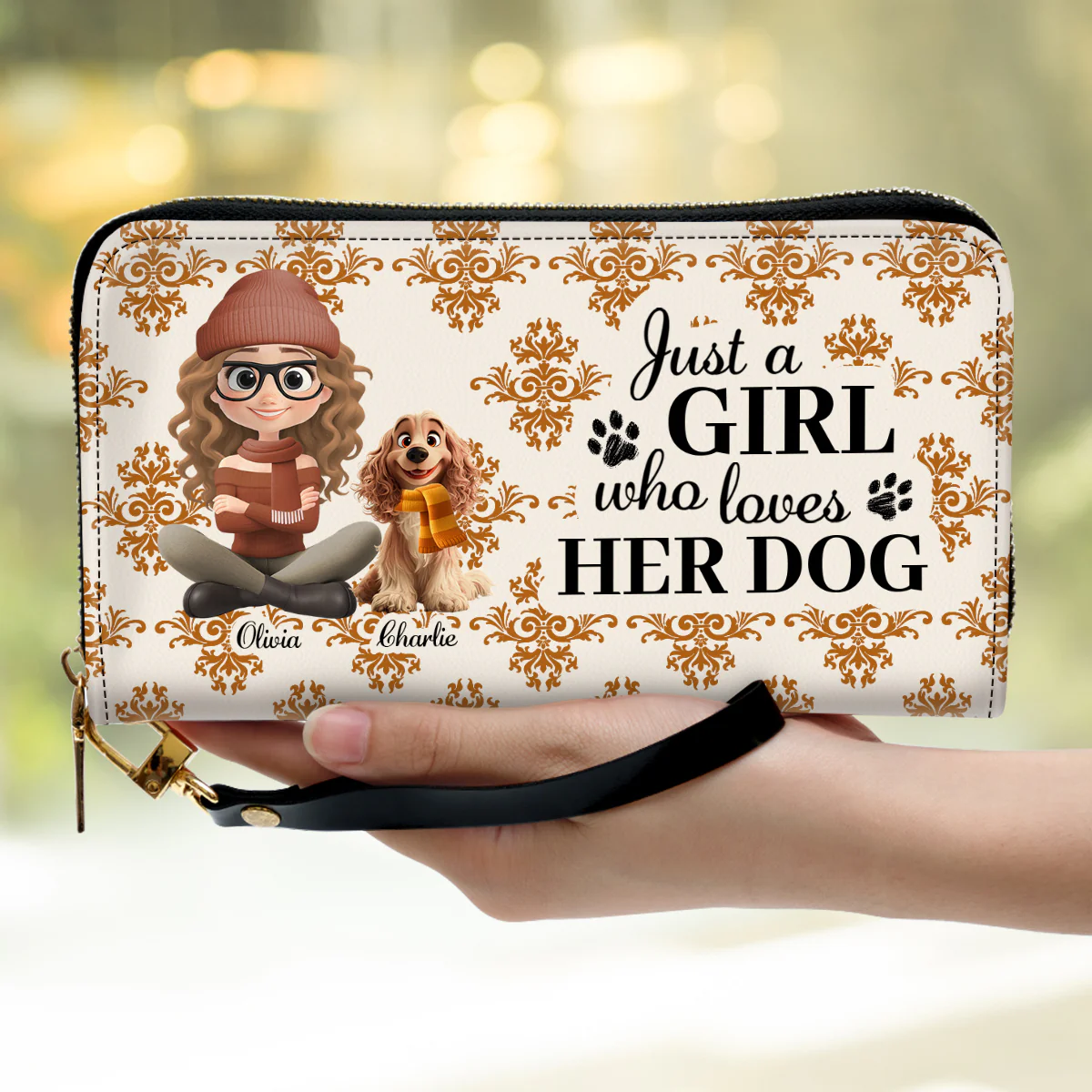 Pumskin Dog Autumn - Personalized Custom Leather Wallet - Image 2
