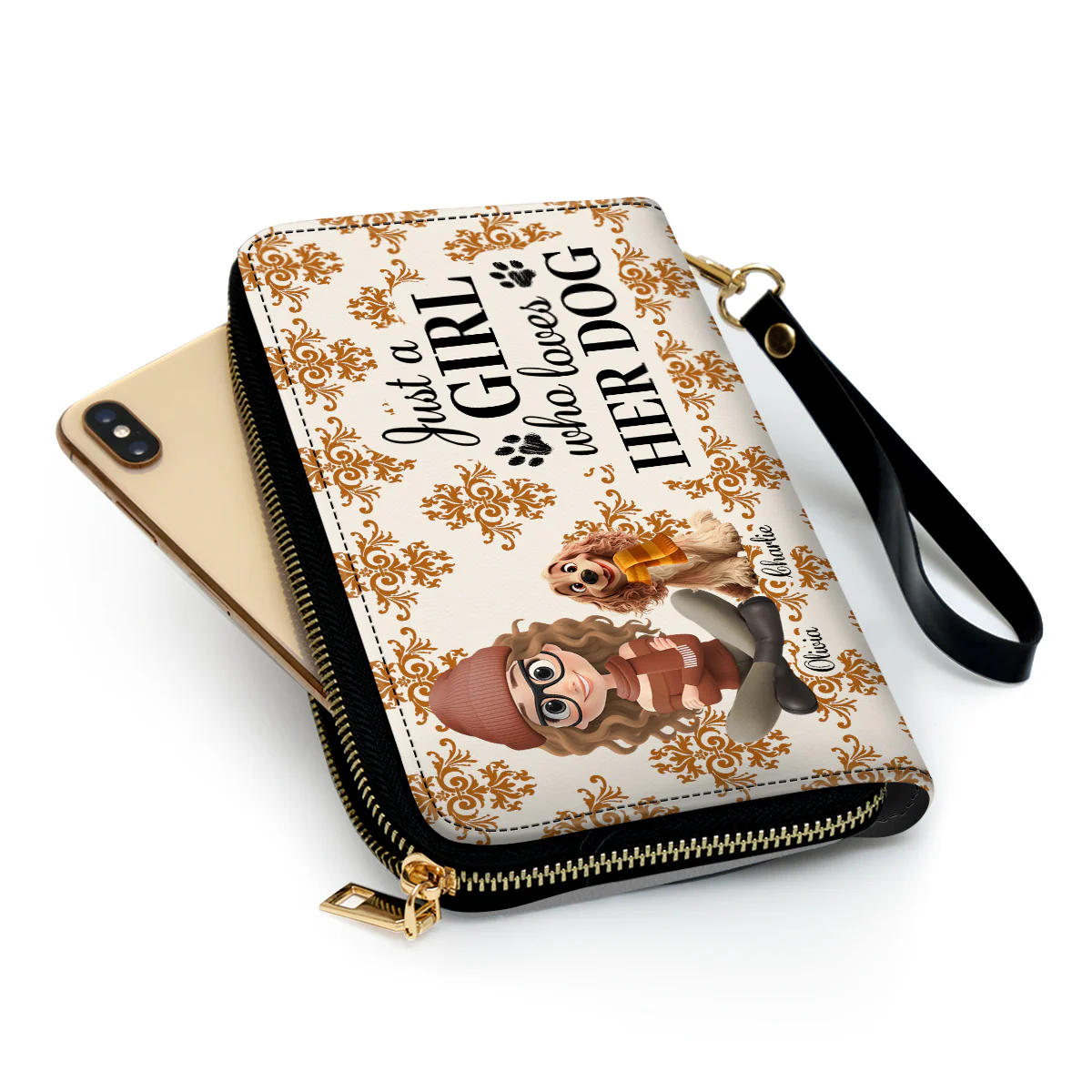 Pumskin Dog Autumn - Personalized Custom Leather Wallet - Image 3