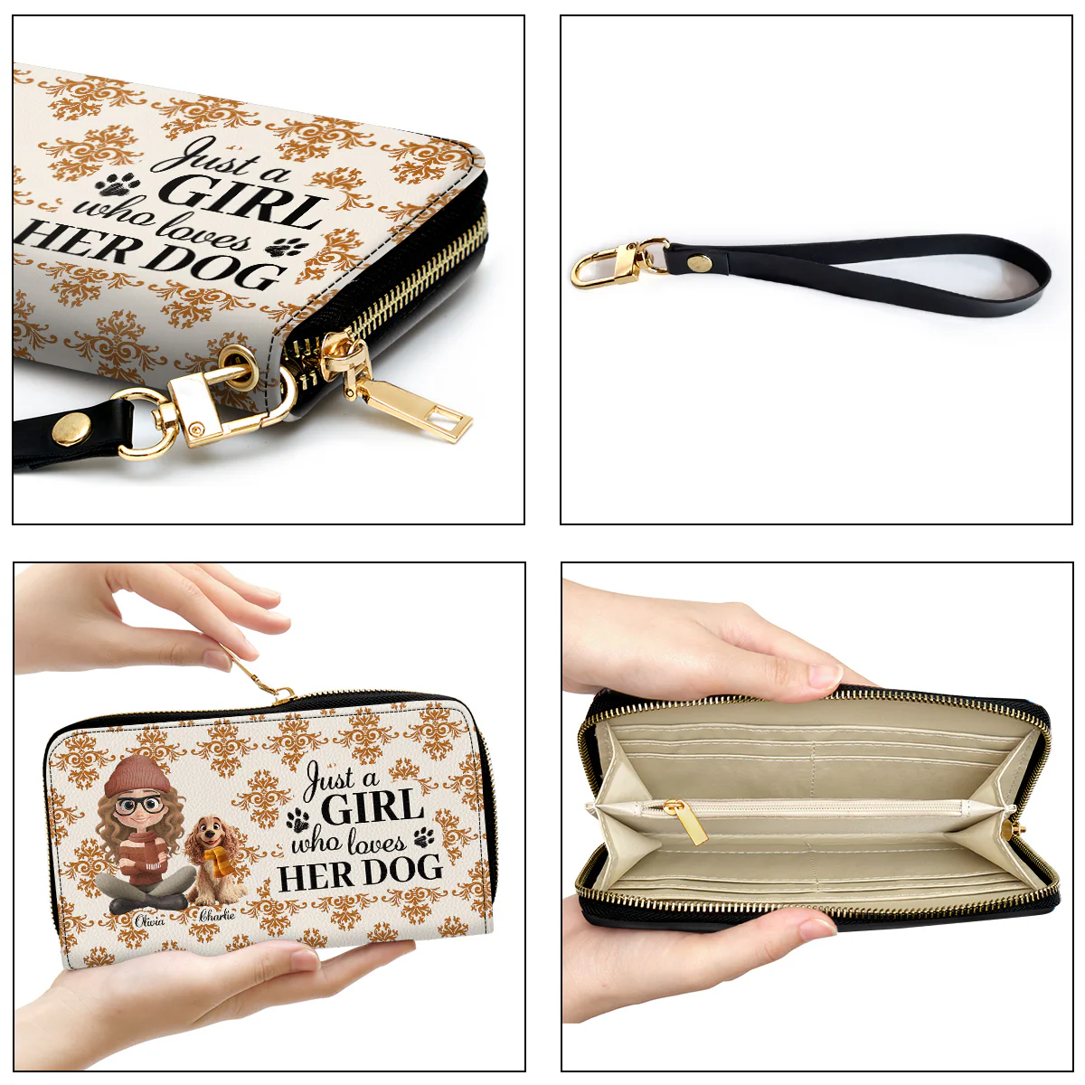 Pumskin Dog Autumn - Personalized Custom Leather Wallet - Image 5