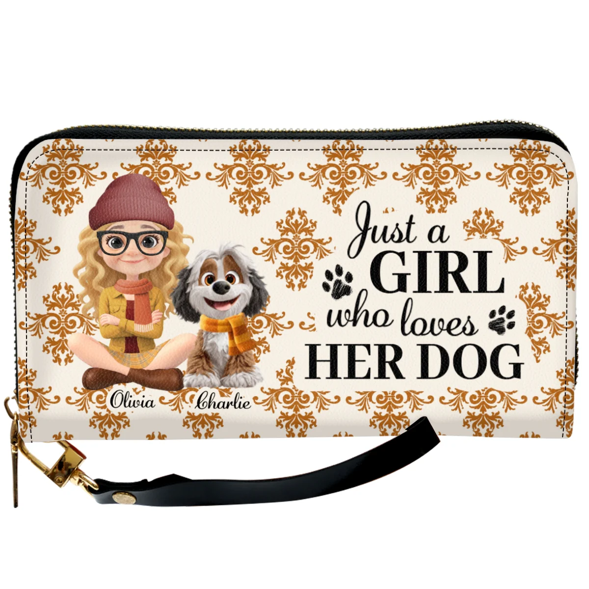 Pumskin Dog Autumn - Personalized Custom Leather Wallet - Image 6