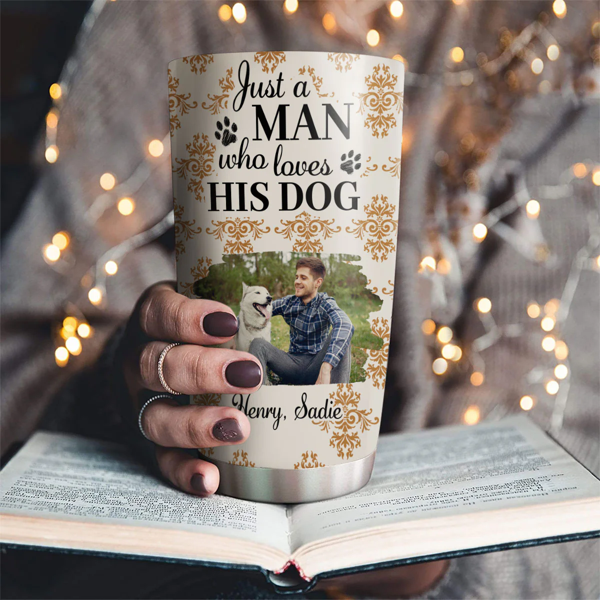 Pumskin Dog Autumn Ver Man Photo - Personalized Custom Tumbler - Image 2