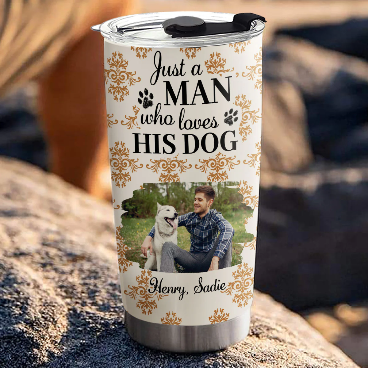 Pumskin Dog Autumn Ver Man Photo - Personalized Custom Tumbler - Image 3