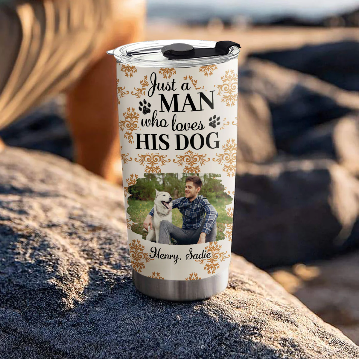Pumskin Dog Autumn Ver Man Photo - Personalized Custom Tumbler - Image 4