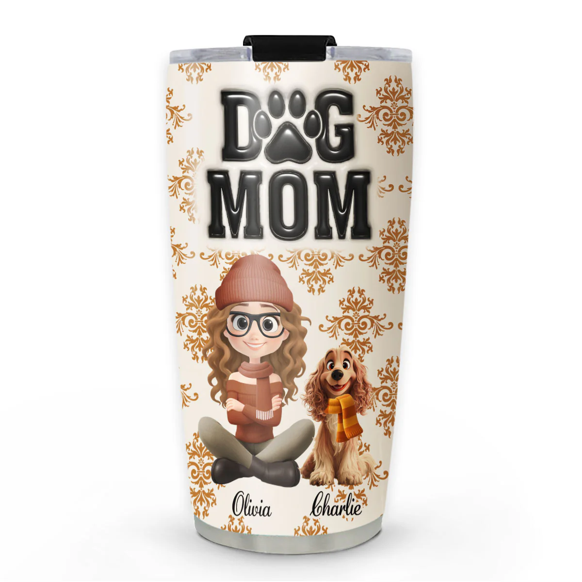 Pumskin Dog Mom - Personalized Custom 3D Inflated Effect Tumbler