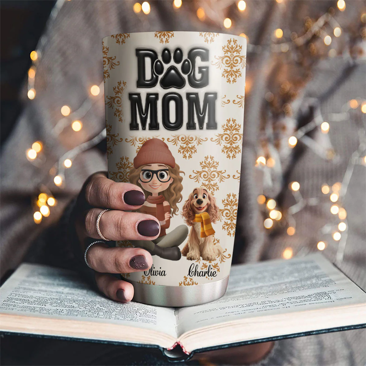 Pumskin Dog Mom - Personalized Custom 3D Inflated Effect Tumbler - Image 2