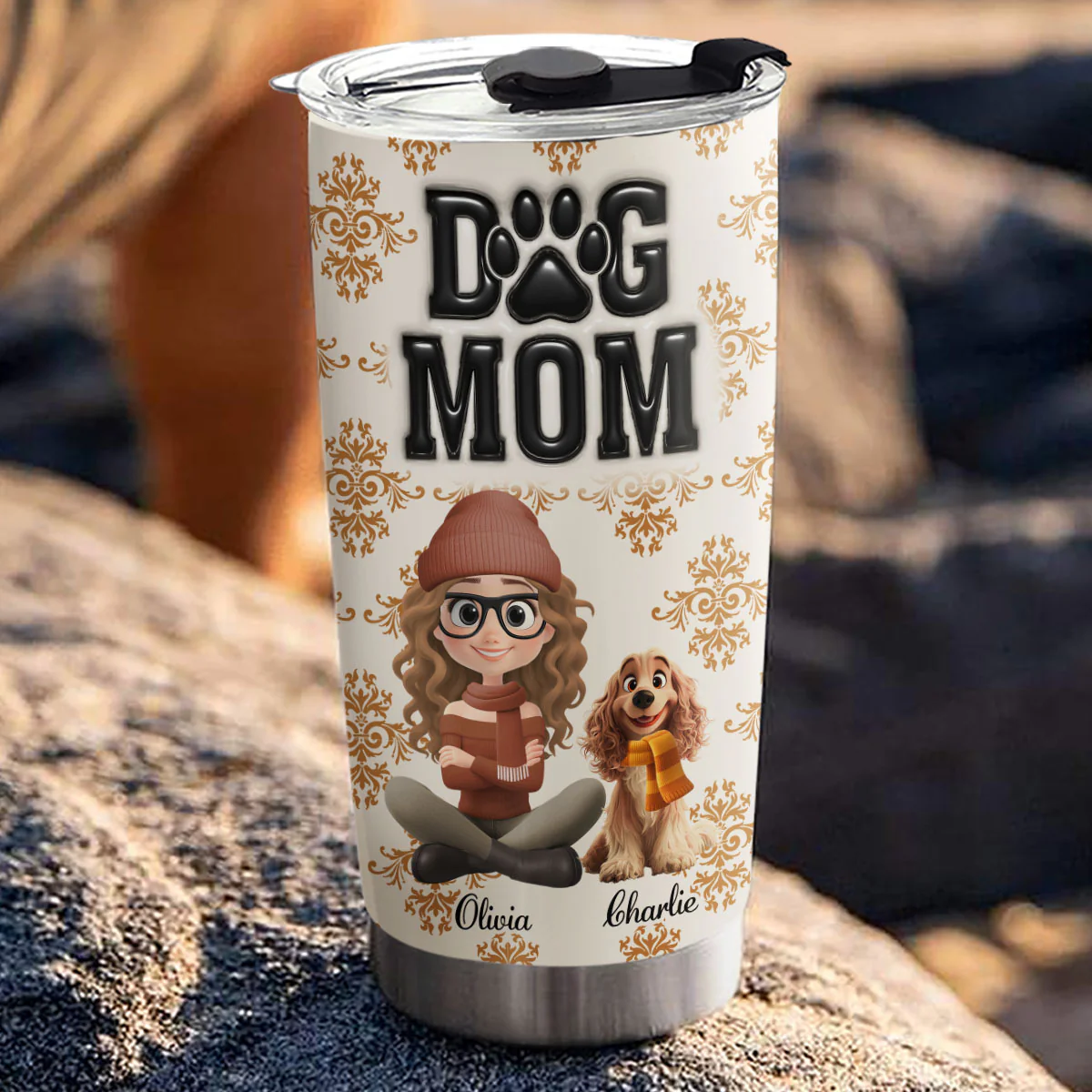 Pumskin Dog Mom - Personalized Custom 3D Inflated Effect Tumbler - Image 3