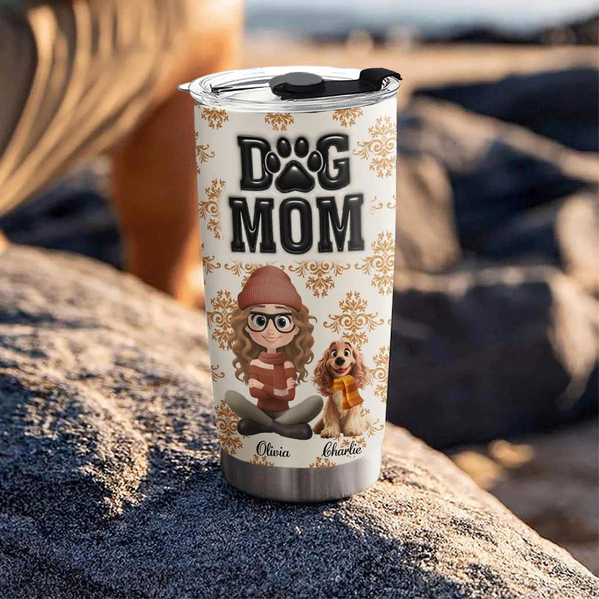 Pumskin Dog Mom - Personalized Custom 3D Inflated Effect Tumbler - Image 4