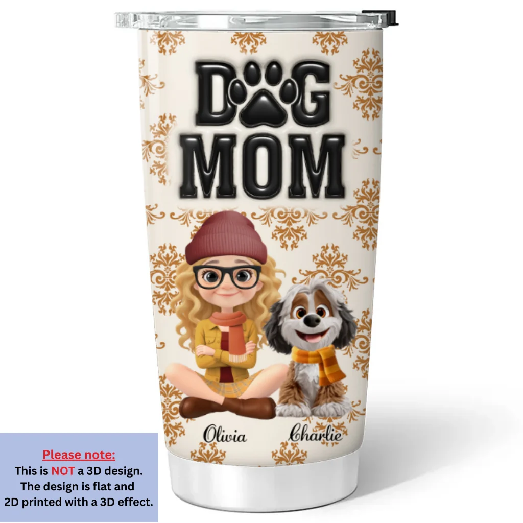 Pumskin Dog Mom - Personalized Custom 3D Inflated Effect Tumbler - Image 6